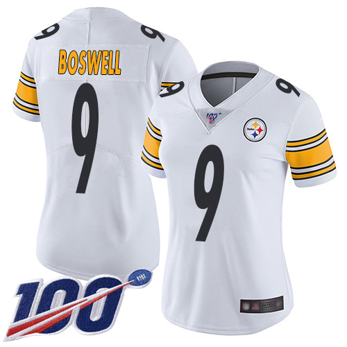 Women Pittsburgh Steelers Football #9 Limited White Chris Boswell Road 100th Season Vapor Untouchable Nike NFL Jersey->women nfl jersey->Women Jersey